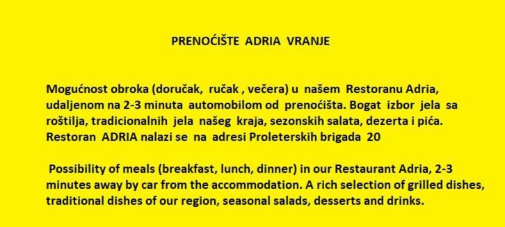 Aparthotel Prenociste Adria Vranje Exteriér fotografie